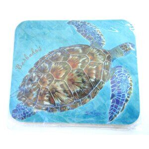 Sue Trew Mouse Pad 2008- Handpainted Turtle in Ocean -Barbados - Happy Hatchling